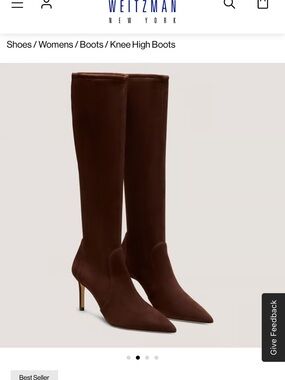 Stuart Weitzman brown suede power boot 75